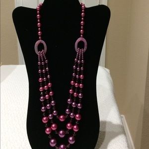 Pink Faux Pearls & Crystals Necklace